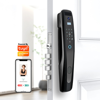 اثر انگشت بیومتریک و رمز عبور کارت IC قفل درب هوشمند با TUYA WIFI / TT Lock APP بیننده دید دیجیتال با دوربین